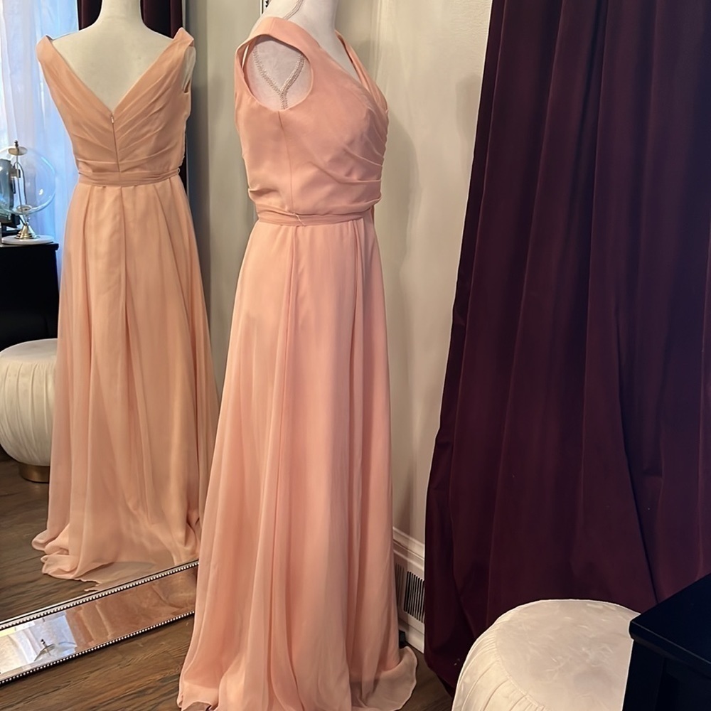 Angelina Faccenda Blush Off The Shoulder Gown Size 14 - Picture 8 of 11